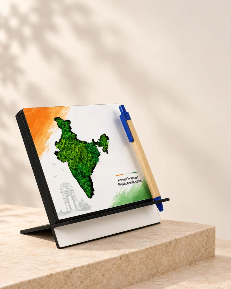 Forest Pen Stand (India), 6", photographed on a stone plinth