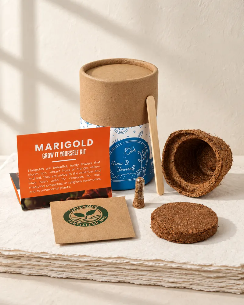 Mini Grow it Yourself Kit -2", photographed on a stone plinth