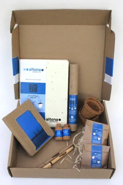 Altona custom-branded eco gift box with seed paper products by bioQ