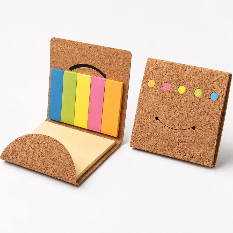 Cork sticky-note desk gift with natural cork texture