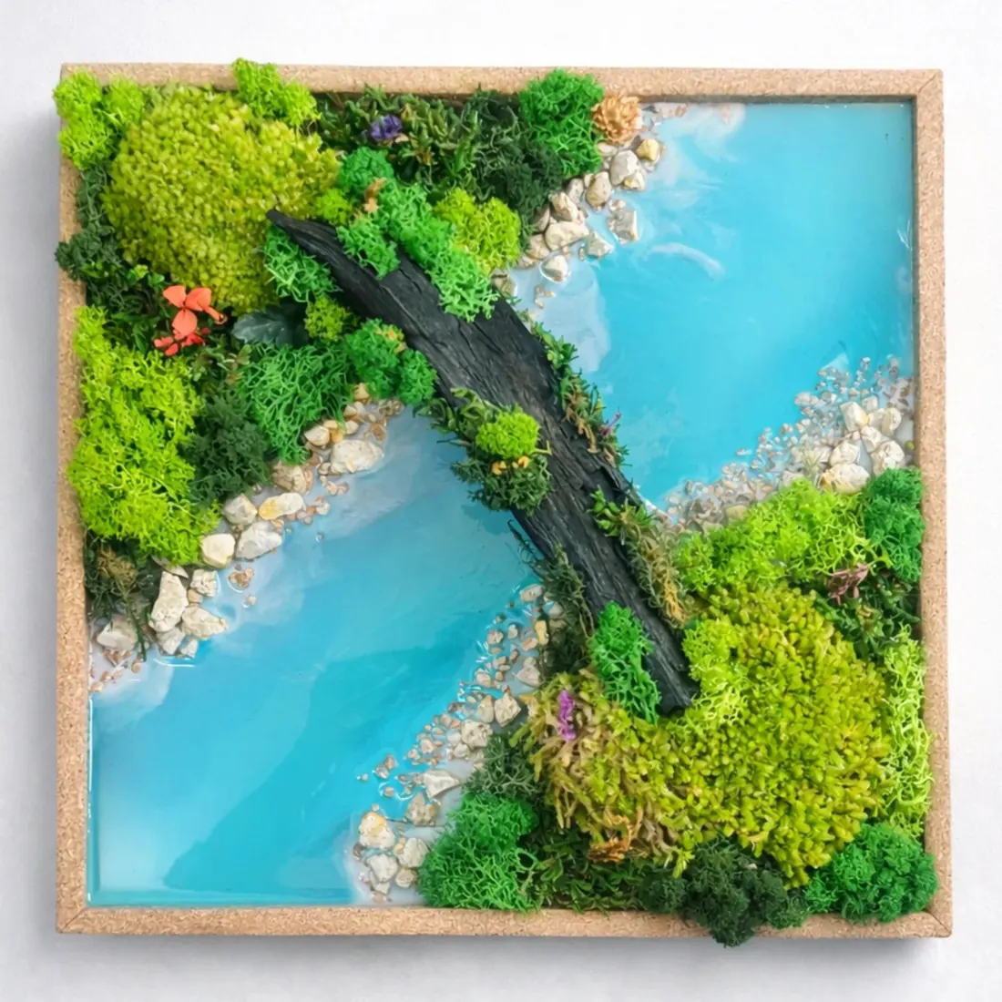 Preserved botanical frame with cork detailing