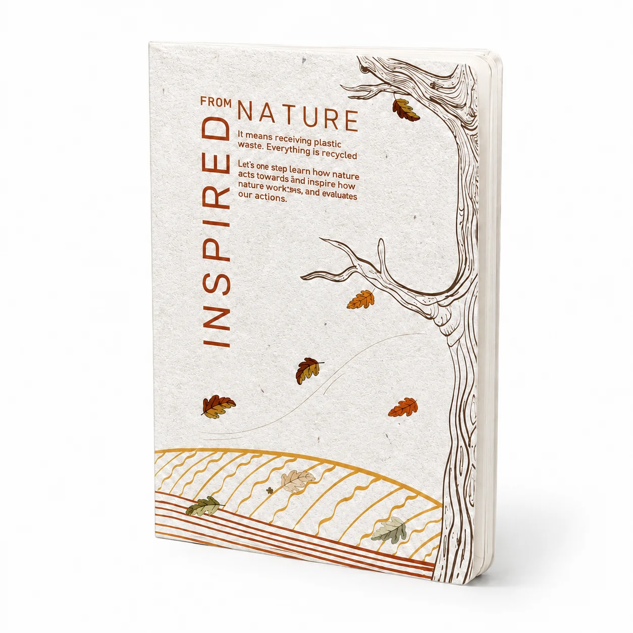 Plantable diary with illustrated seed paper cover photographed on a desk